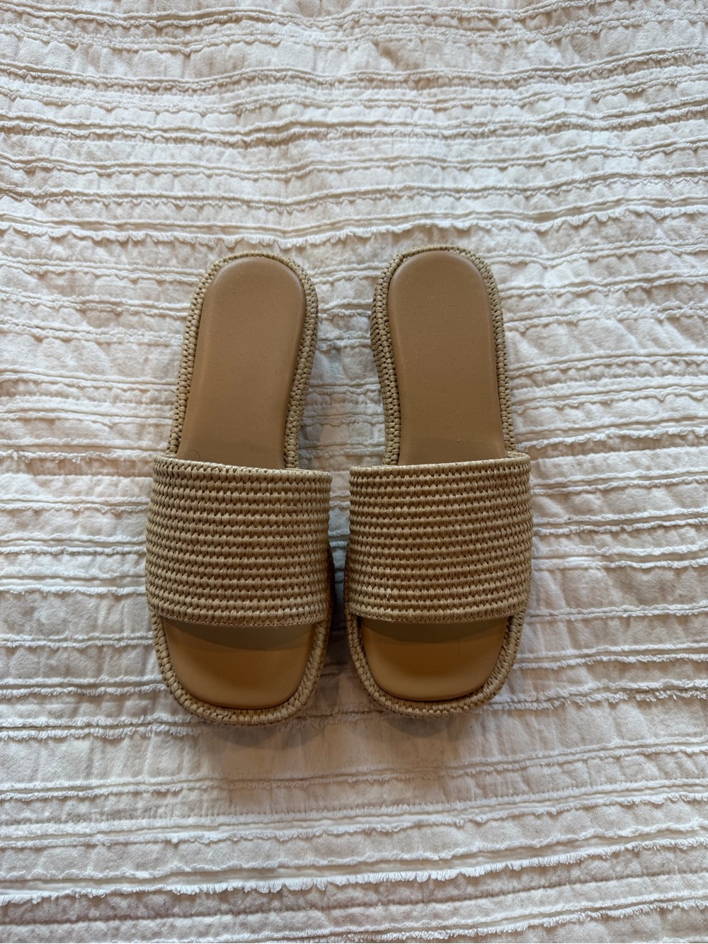 Amazon Women's Woven Slide Sandals in Tan